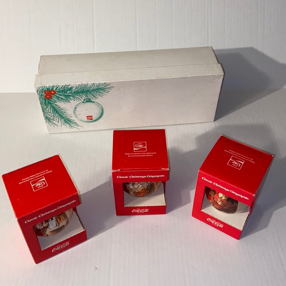 Coca-Cola Set Of Three Christmas Ornaments